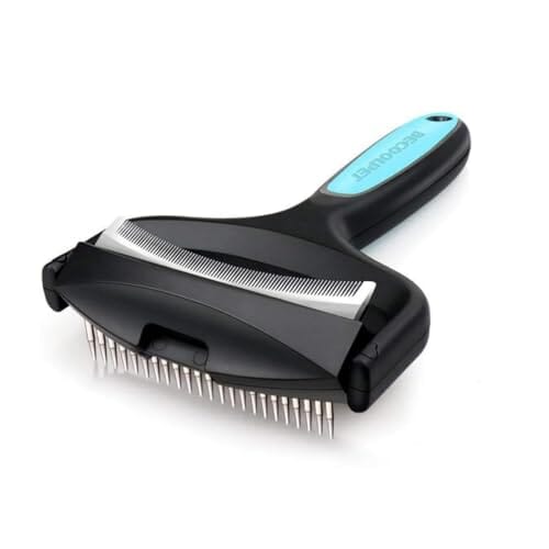 Black and Blue Double-Sided Pet Grooming Rake