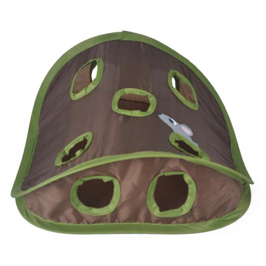 Brown and Green Foldable Cat Play Tent